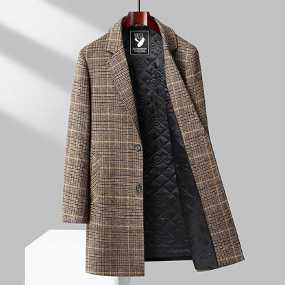 Thomas Relaxed Fit Overcoat | Plaid Knee-Length Overcoat
