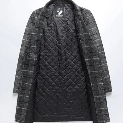 Thomas Relaxed Fit Overcoat | Plaid Knee-Length Overcoat