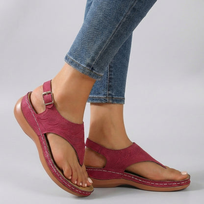 Adjustable Buckle Toe Loop Sandals for Women – Cushioned Orthopedic Comfort Walking Design