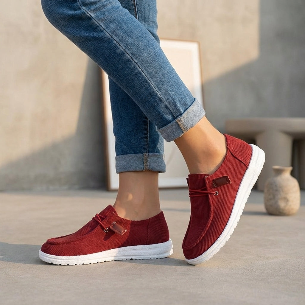 Ribbed Upper Slip-On Low-Top Casual Shoes for Women – Orthopedic Comfort & Support