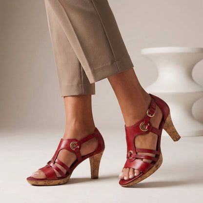 Orthopedic Block Heel Open Toe Ankle-Length Heeled Sandals for Women – Supportive & Stylish Comfort