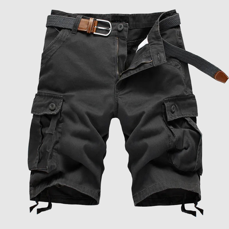 Relaxed Fit Belted Knee-Length Cargo Shorts for Men – Casual Comfort & Utility