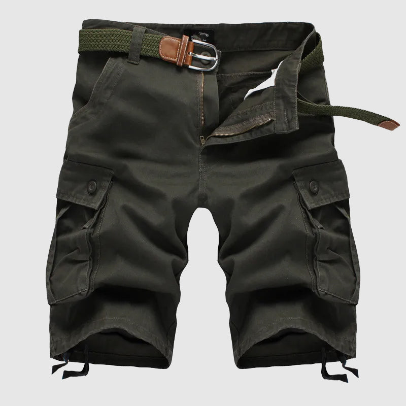 Relaxed Fit Belted Knee-Length Cargo Shorts for Men – Casual Comfort & Utility