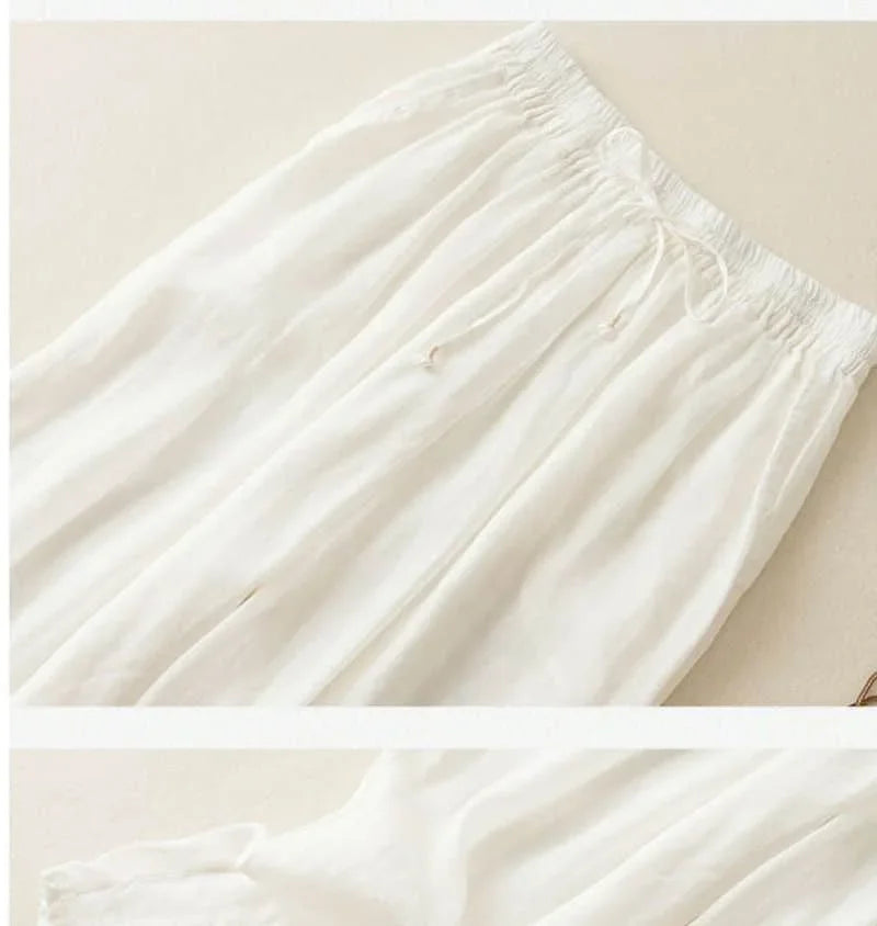 Embroidered Drawstring Cropped Relaxed Fit Pants for Women – Casual Comfort & Style