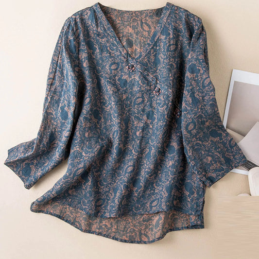 Crosswrap Floral Blouse for Women – Stylish Relaxed Comfort