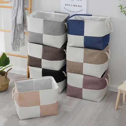 Minimalist Linen Storage Basket with Rope Handles
