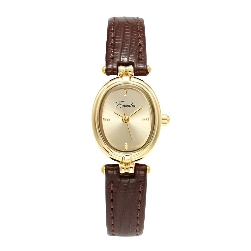 Amelia Wristwatch | Gold-Tone Case Oval Dial Wristwatch