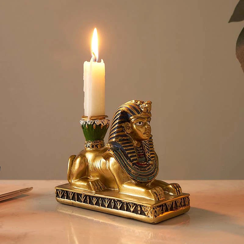 Figurative Egyptian Candle Holder with Intricate Details
