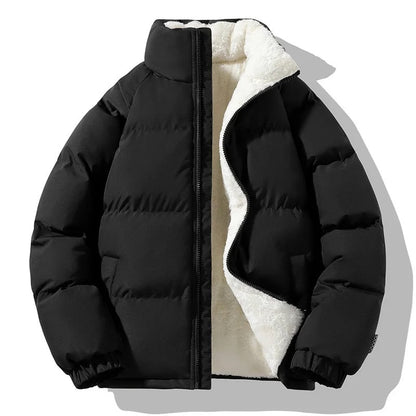 George Quilted Puffer Jacket | Stand Collar Fleece Lined Jacket