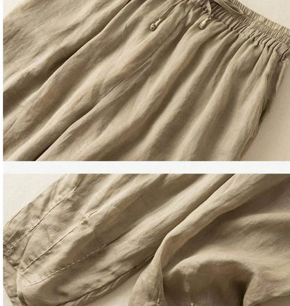 Embroidered Drawstring Cropped Relaxed Fit Pants for Women – Casual Comfort & Style