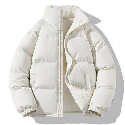 George Quilted Puffer Jacket | Stand Collar Fleece Lined Jacket