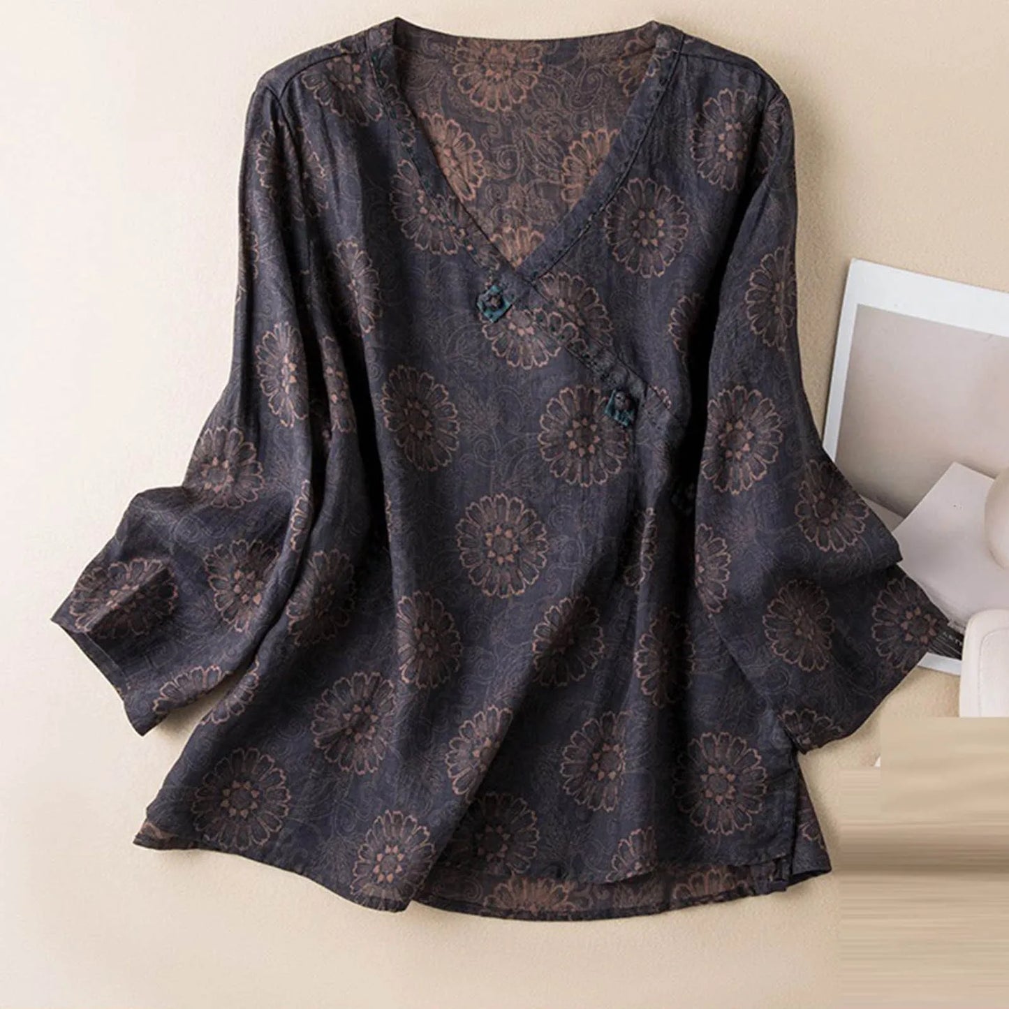 Crosswrap Floral Blouse for Women – Stylish Relaxed Comfort