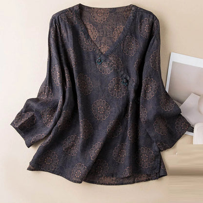 Crosswrap Floral Blouse for Women – Stylish Relaxed Comfort