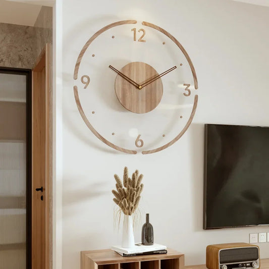 Minimalist Wooden Open Face Wall Clock