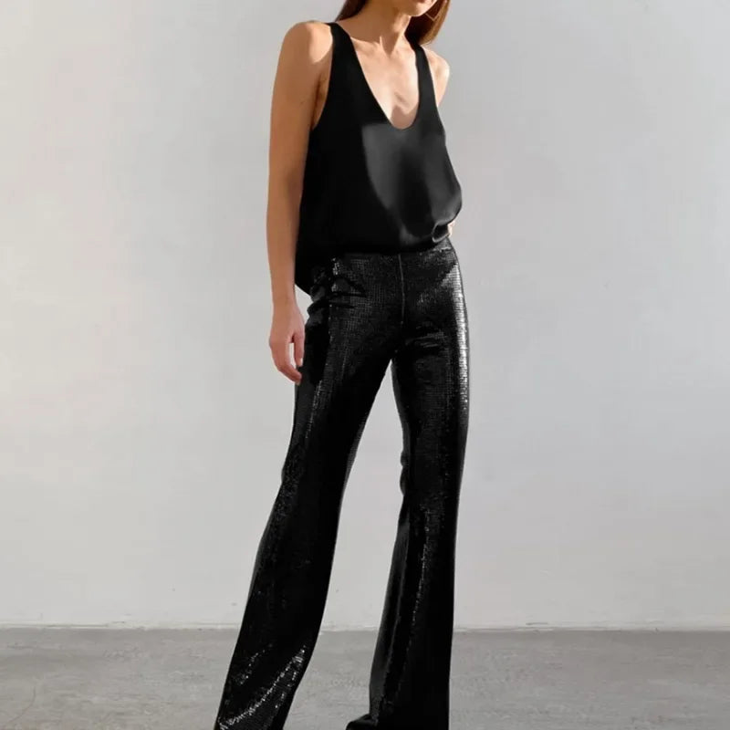 Draped Deep V-Neck Hip-Length Tank Top for Women – Stylish & Comfortable