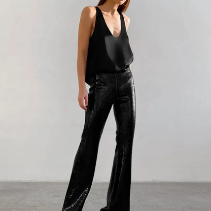 Draped Deep V-Neck Hip-Length Tank Top for Women – Stylish & Comfortable