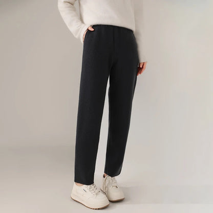 Isla Relaxed Fit Knit Pants | Solid Ankle-Length Knit Pants
