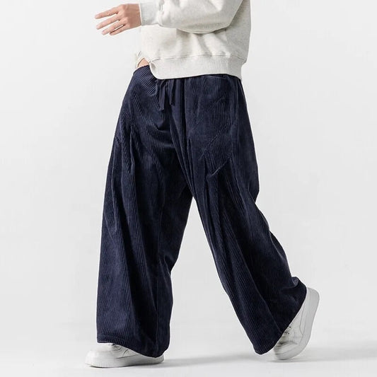 Sebastian Oversized Wide Leg Pants | Drawstring Waist Ribbed Pants