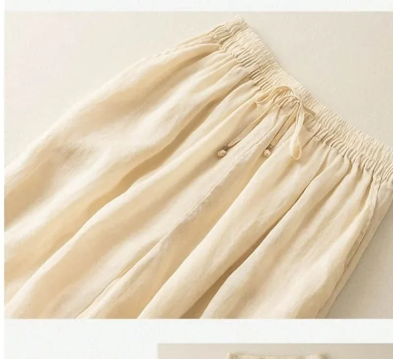 Embroidered Drawstring Cropped Relaxed Fit Pants for Women – Casual Comfort & Style