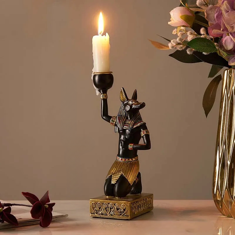 Figurative Egyptian Candle Holder with Intricate Details