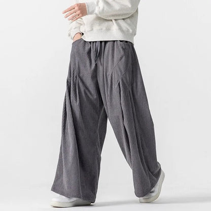 Sebastian Oversized Wide Leg Pants | Drawstring Waist Ribbed Pants
