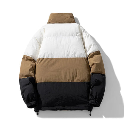 Ethan Oversized Puffer Jacket | Color-Block Stand Collar Jacket