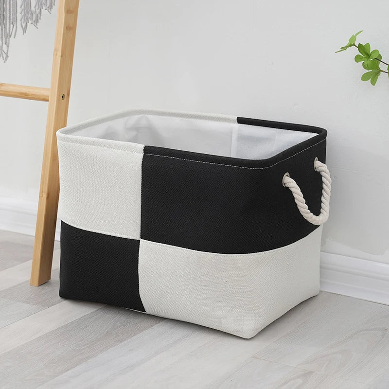Minimalist Linen Storage Basket with Rope Handles