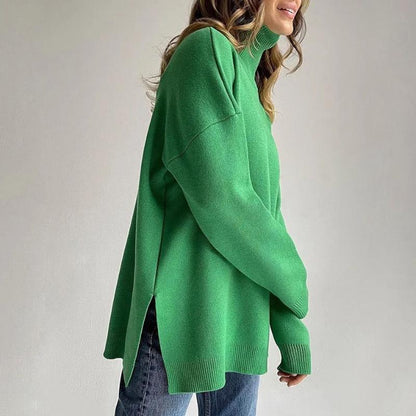 Lily Oversized Turtleneck Sweater | Solid Long Sleeve Sweater