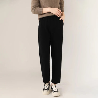 Isla Relaxed Fit Knit Pants | Solid Ankle-Length Knit Pants
