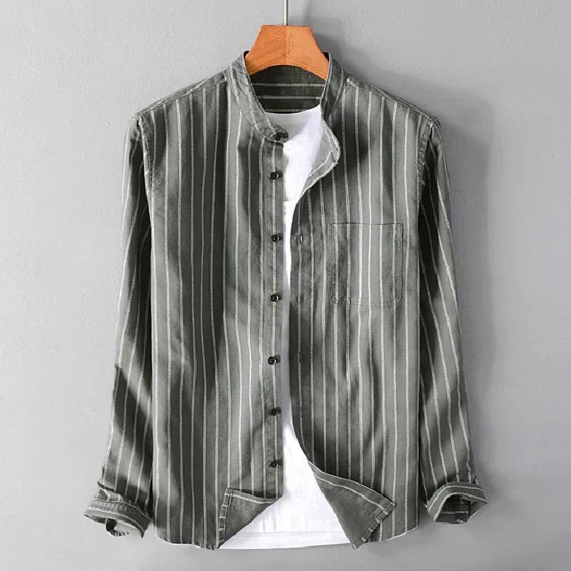 Relaxed Fit Striped Button-Up Shirt for Men – Casual Stylish Comfort