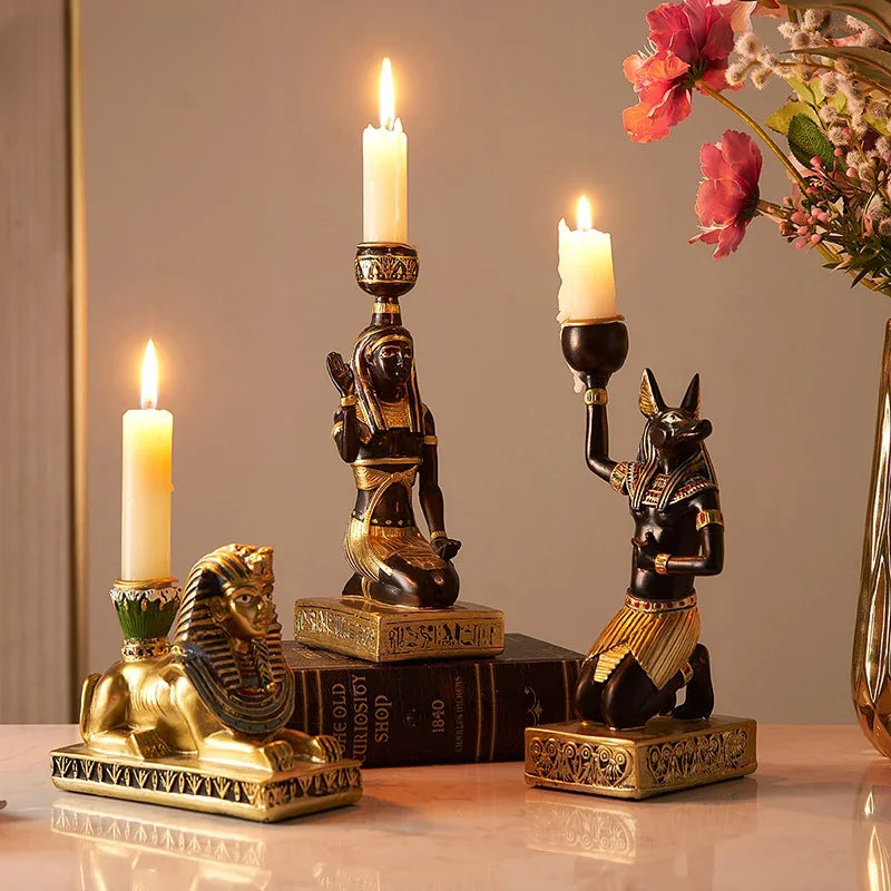 Figurative Egyptian Candle Holder with Intricate Details