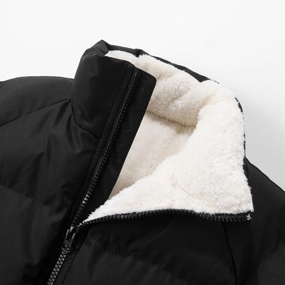 George Quilted Puffer Jacket | Stand Collar Fleece Lined Jacket