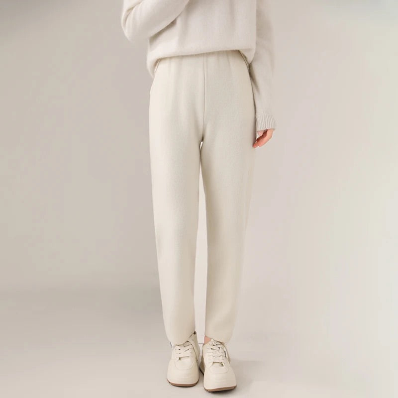 Isla Relaxed Fit Knit Pants | Solid Ankle-Length Knit Pants