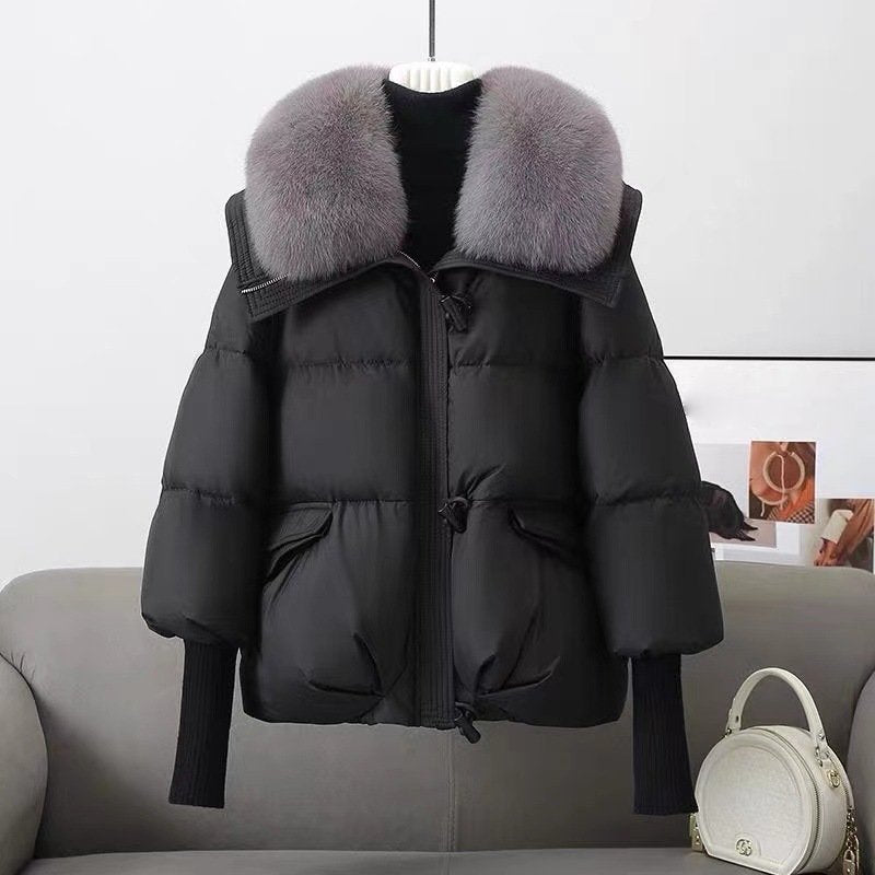 Isabella Quilted Relaxed Fit Puffer Jacket | Fur Collar Drawstring Waist Puffer Jacket