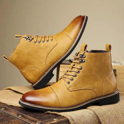 Henry Cap Toe Lace-Up Boots | Ankle-Length Solid Boots
