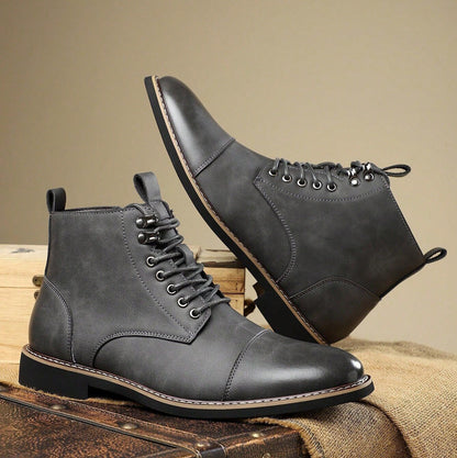 Henry Cap Toe Lace-Up Boots | Ankle-Length Solid Boots
