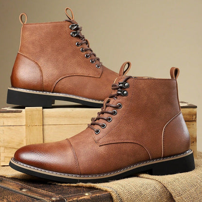 Henry Cap Toe Lace-Up Boots | Ankle-Length Solid Boots