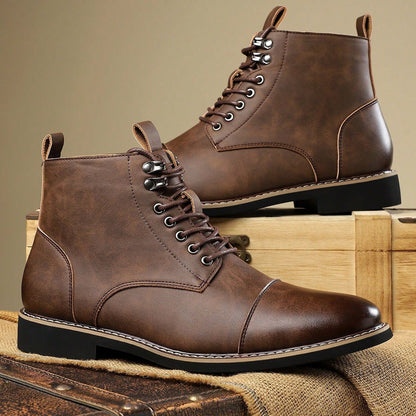Henry Cap Toe Lace-Up Boots | Ankle-Length Solid Boots
