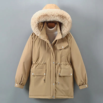 Olivia Hooded Parka | Fur Trim Drawstring Waist Parka
