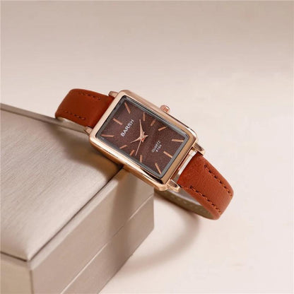 Isla Rectangle Case Wristwatch | Rose Gold-Tone Slim Strap Wristwatch