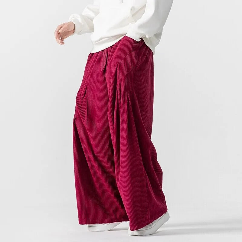 Sebastian Oversized Wide Leg Pants | Drawstring Waist Ribbed Pants