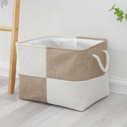 Minimalist Linen Storage Basket with Rope Handles