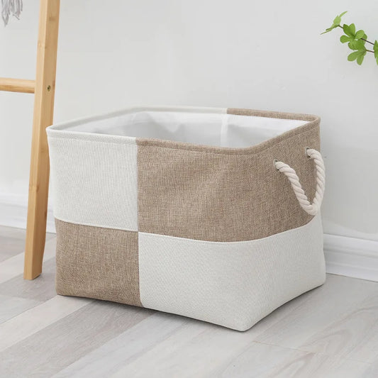Minimalist Linen Storage Basket with Rope Handles