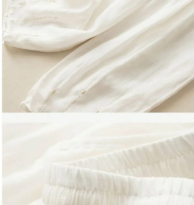 Embroidered Drawstring Cropped Relaxed Fit Pants for Women – Casual Comfort & Style