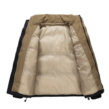 Ethan Oversized Puffer Jacket | Color-Block Stand Collar Jacket