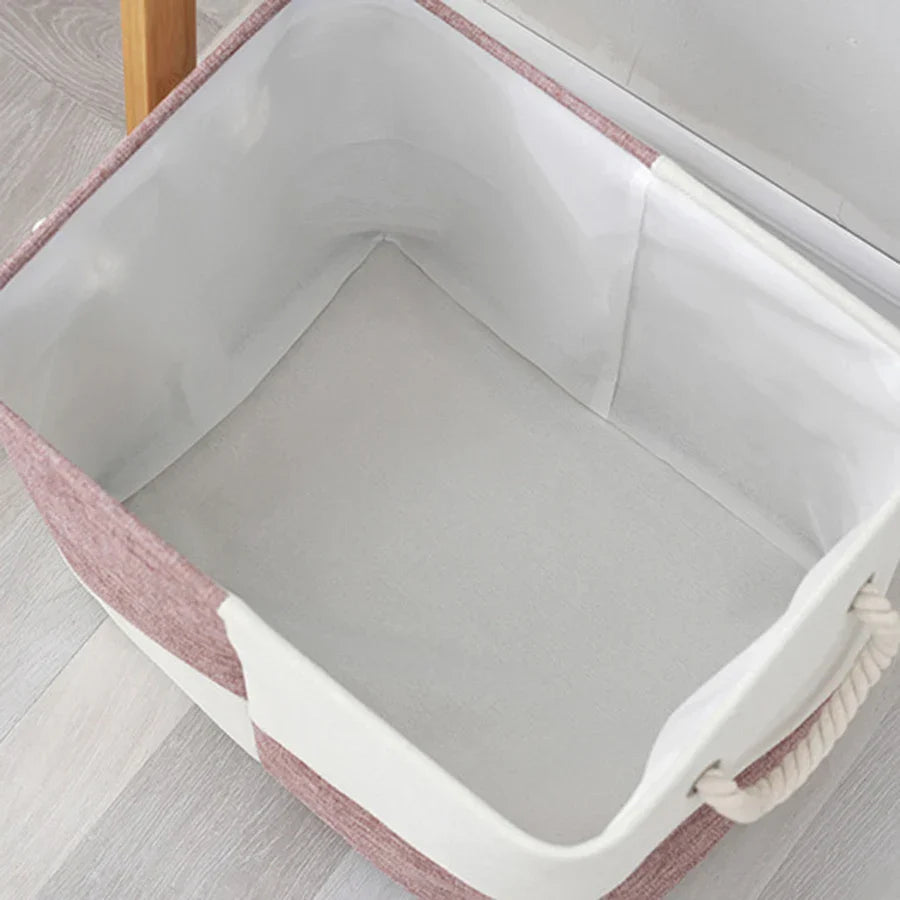 Minimalist Linen Storage Basket with Rope Handles
