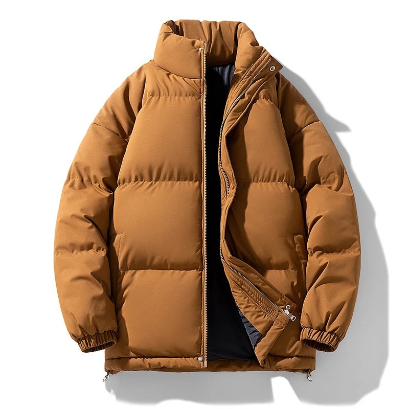 Harry Quilted Relaxed Fit Puffer Jacket | Solid Stand Collar Jacket