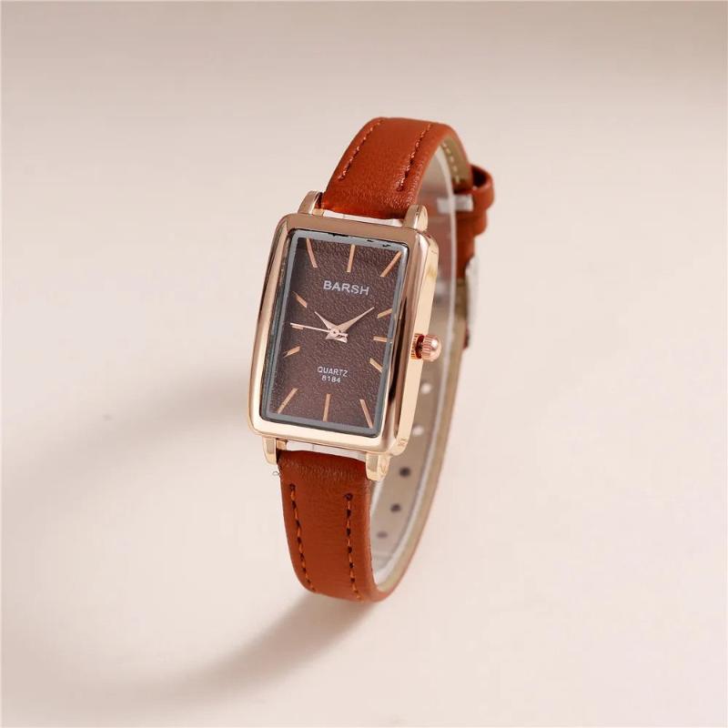 Isla Rectangle Case Wristwatch | Rose Gold-Tone Slim Strap Wristwatch