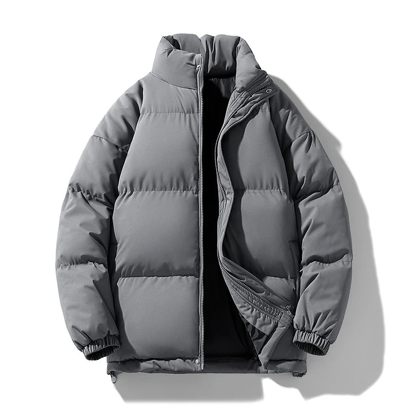 Harry Quilted Relaxed Fit Puffer Jacket | Solid Stand Collar Jacket