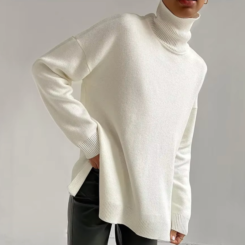 Lily Oversized Turtleneck Sweater | Solid Long Sleeve Sweater